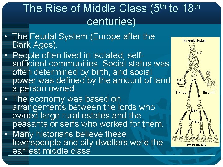 The Rise of Middle Class (5 th to 18 th centuries) • The Feudal