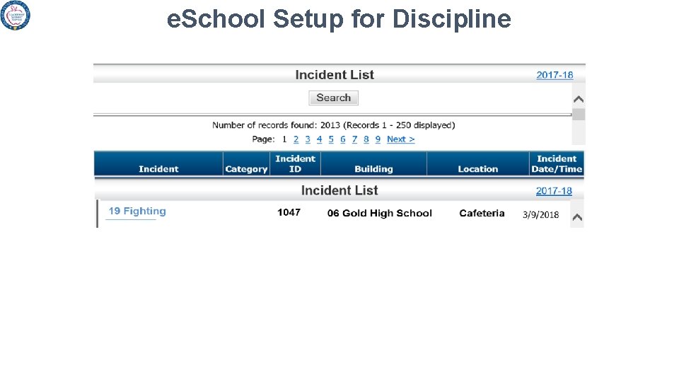 e. School Setup for Discipline 