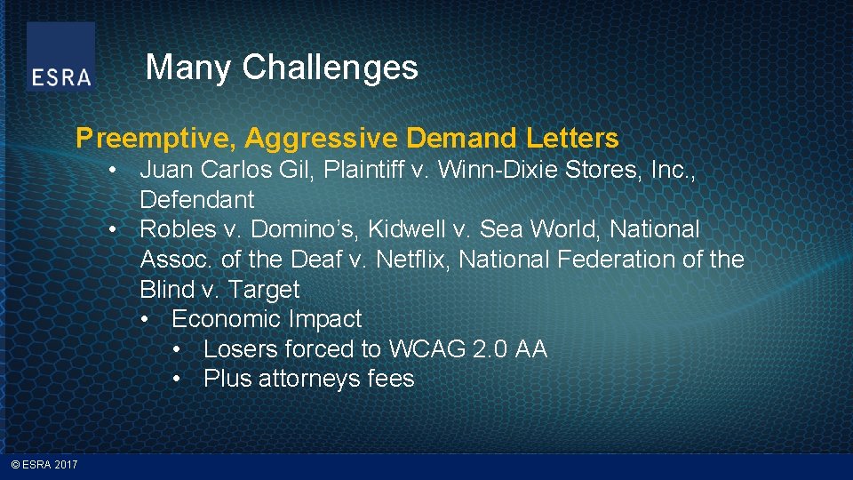 Many Challenges Preemptive, Aggressive Demand Letters • Juan Carlos Gil, Plaintiff v. Winn-Dixie Stores,