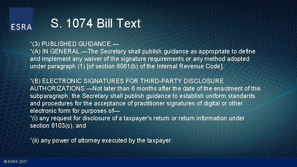 S. 1074 Bill Text “(3) PUBLISHED GUIDANCE. — “(A) IN GENERAL. —The Secretary shall