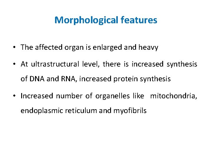 Morphological features • The affected organ is enlarged and heavy • At ultrastructural level,