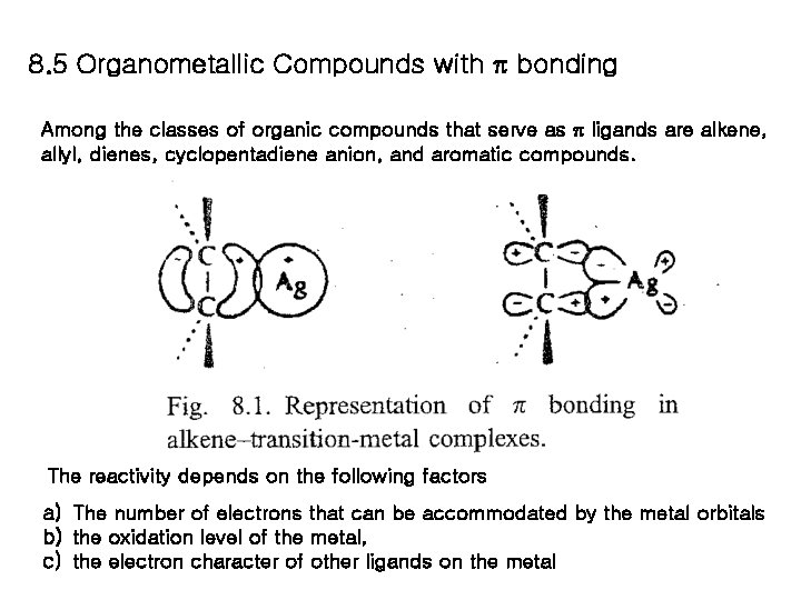 8. 5 Organometallic Compounds with p bonding Among the classes of organic compounds that