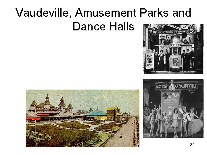 Vaudeville, Amusement Parks and Dance Halls 30 