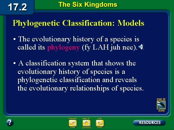 Phylogenetic Classification: Models • The evolutionary history of a species is called its phylogeny