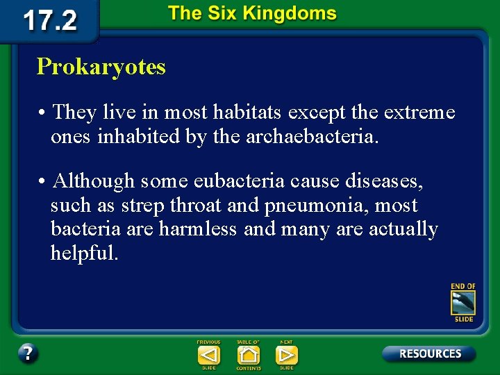 Prokaryotes • They live in most habitats except the extreme ones inhabited by the