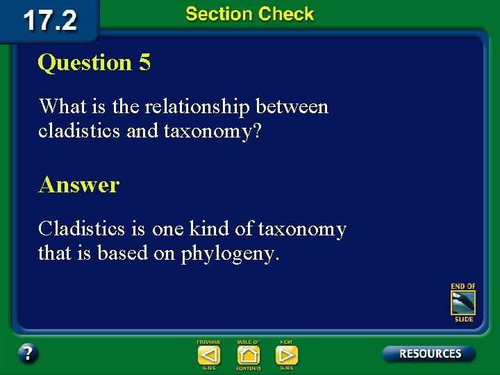 Question 5 What is the relationship between cladistics and taxonomy? Answer Cladistics is one