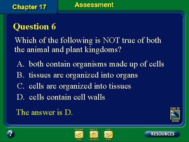 Question 6 Which of the following is NOT true of both the animal and