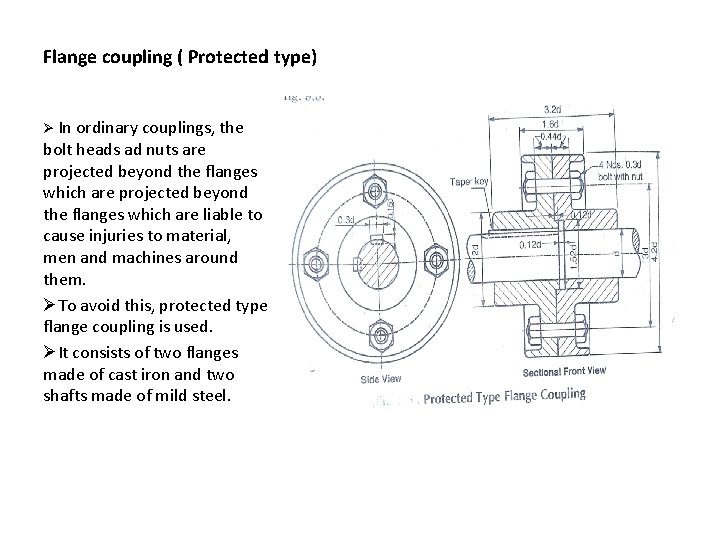 Flange coupling ( Protected type) Ø In ordinary couplings, the bolt heads ad nuts