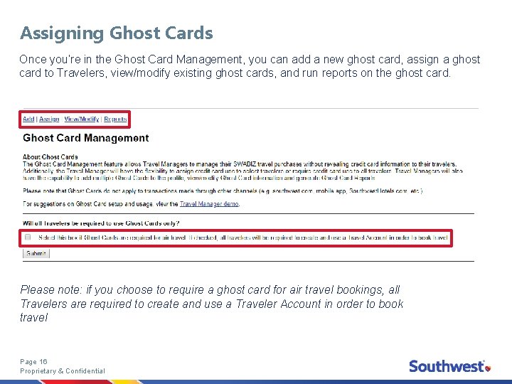 Assigning Ghost Cards Once you’re in the Ghost Card Management, you can add a