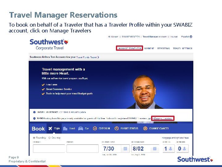 Travel Manager Reservations To book on behalf of a Traveler that has a Traveler