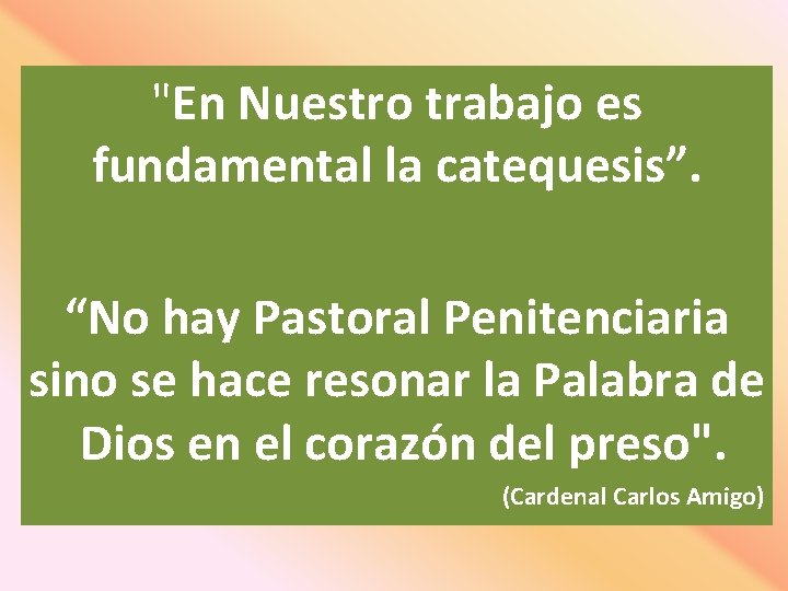 "En Nuestro trabajo es fundamental la catequesis”. “No hay Pastoral Penitenciaria sino se hace