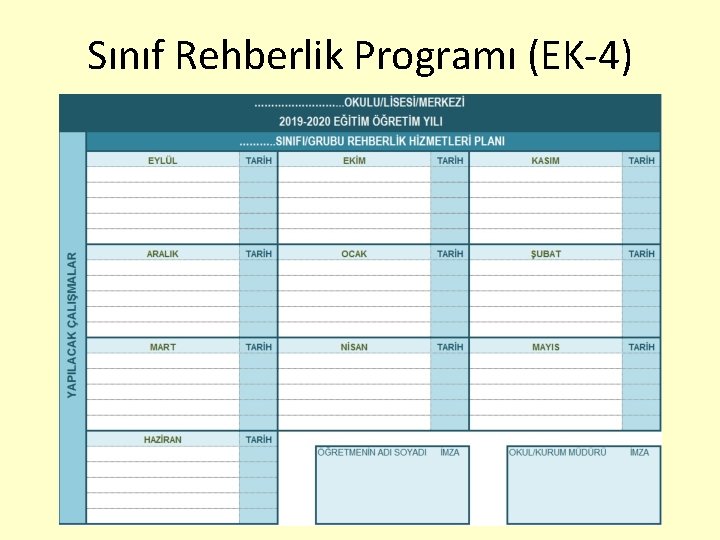 Sınıf Rehberlik Programı (EK-4) 