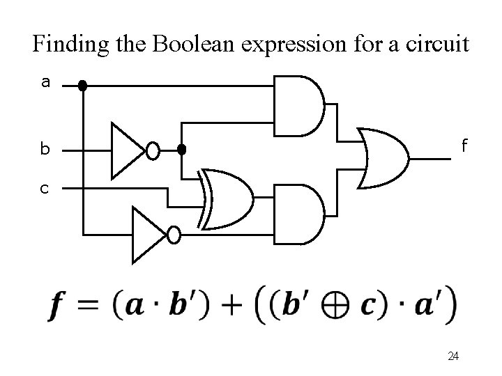 Finding the Boolean expression for a circuit a f b c 24 