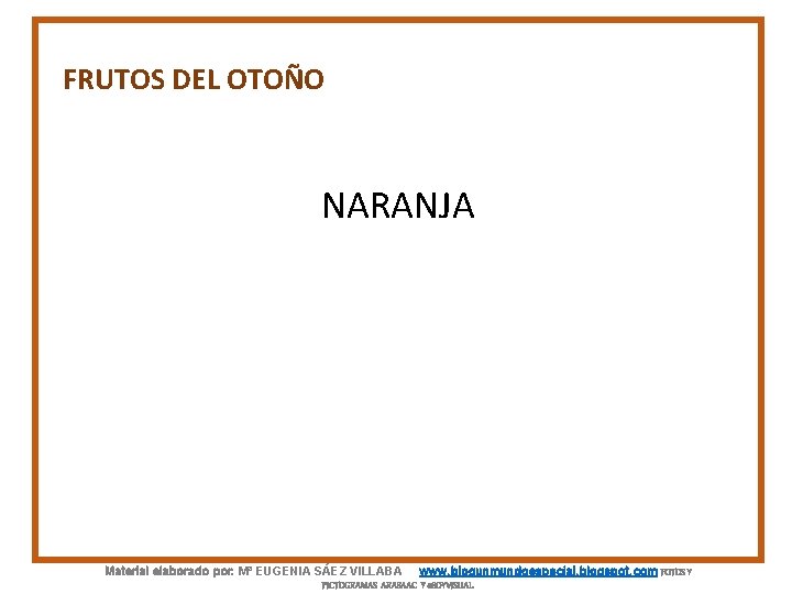 FRUTOS DEL OTOÑO NARANJA Material elaborado por: Mª EUGENIA SÁEZ VILLABA www. blogunmundoespecial. blogspot.