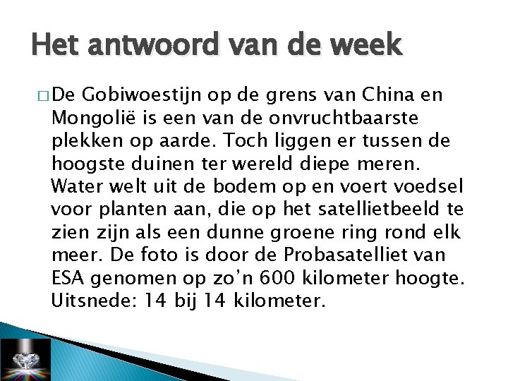 Het antwoord van de week � De Gobiwoestijn op de grens van China en