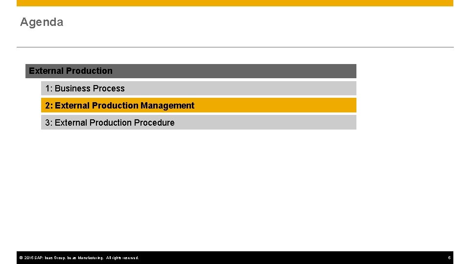 Agenda External Production 1: Business Process 2: External Production Management 3: External Production Procedure