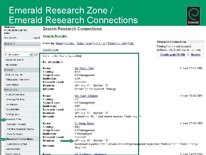 Emerald Research Zone / Emerald Research Connections 