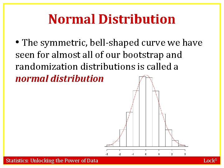 Normal Distribution • The symmetric, bell-shaped curve we have seen for almost all of