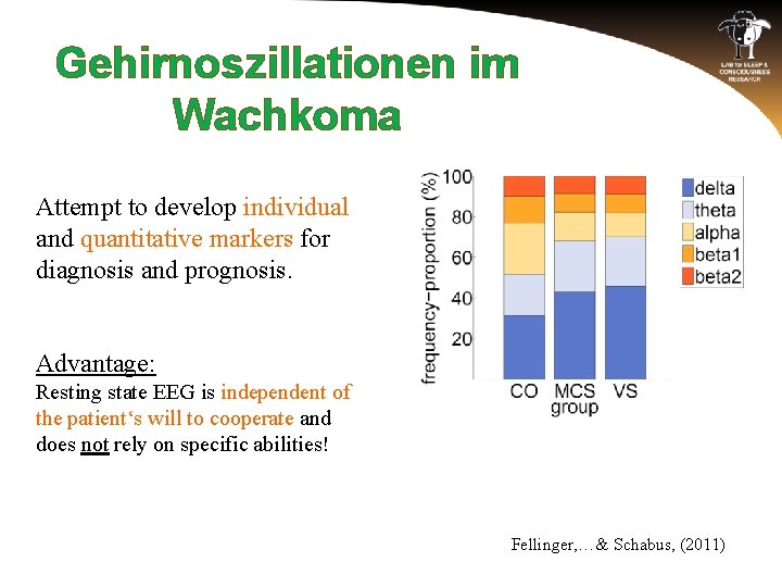 Gehirnoszillationen im Wachkoma Attempt to develop individual and quantitative markers for diagnosis and prognosis.