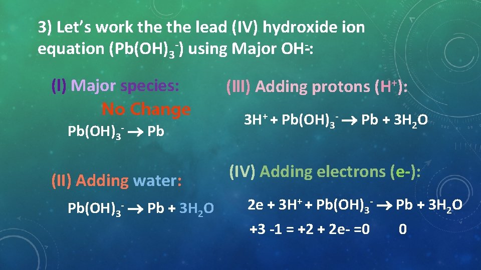 BALANCING REDOX EQUATIONS USING THE HALF EQUATION METHOD