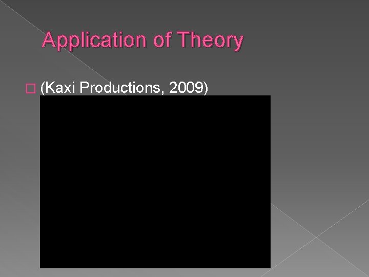 Application of Theory � (Kaxi Productions, 2009) Application of Theory � (Kaxi Productions, 2009)
