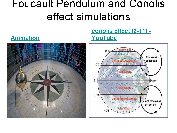 Foucault Pendulum and Coriolis effect simulations Animation coriolis effect (2 -11) You. Tube 