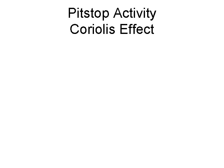 Pitstop Activity Coriolis Effect 