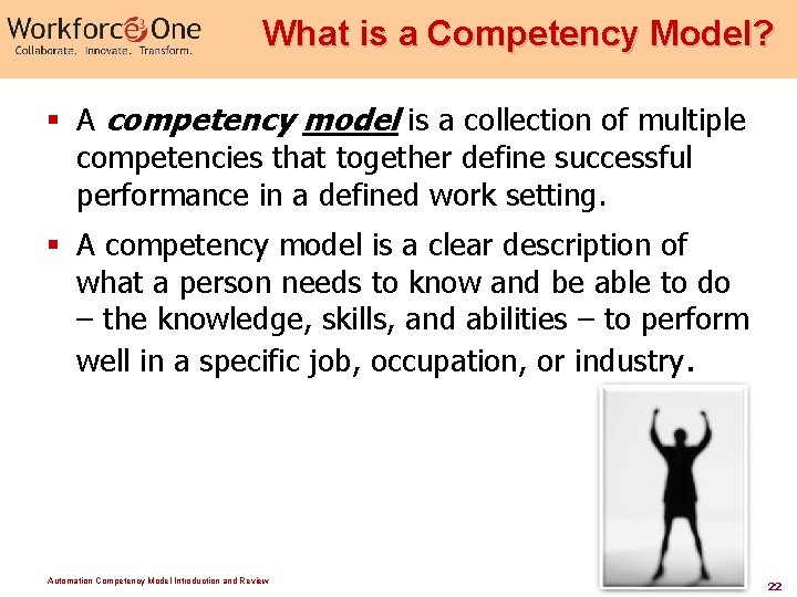 What is a Competency Model? § A competency model is a collection of multiple