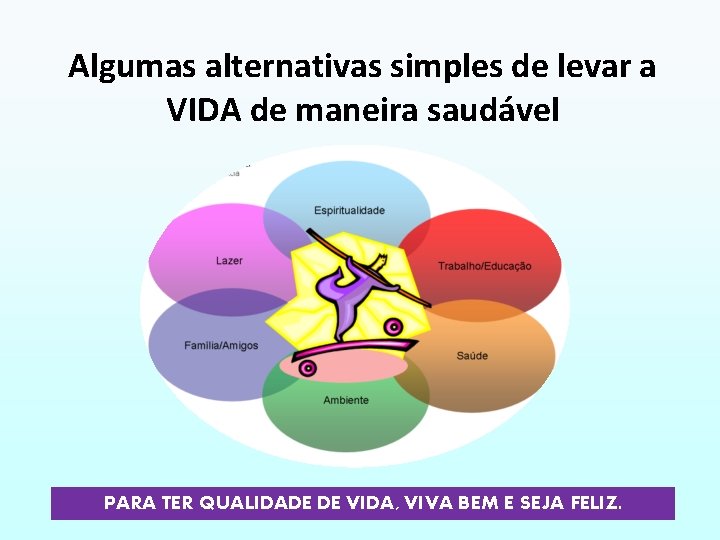 Algumas alternativas simples de levar a VIDA de maneira saudável PARA TER QUALIDADE DE