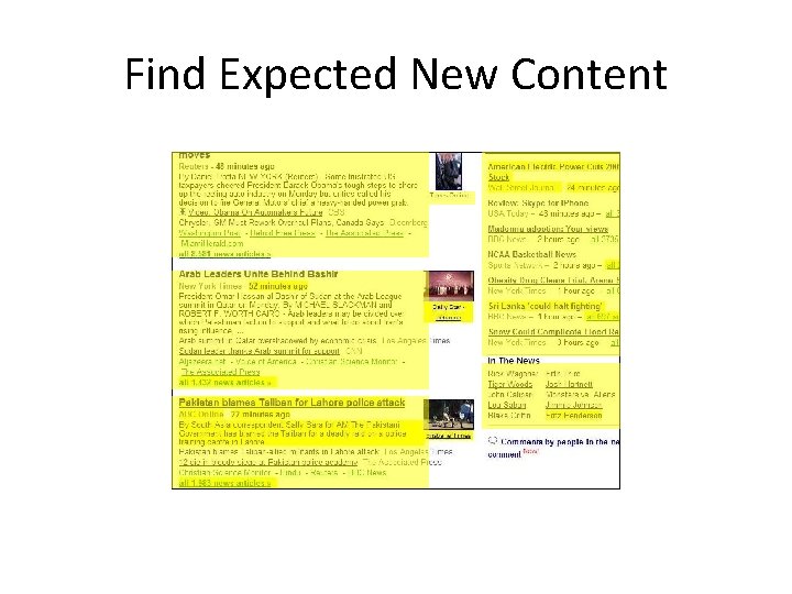 Find Expected New Content 