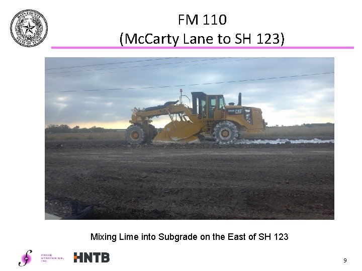 FM 110 (Mc. Carty Lane to SH 123) Mixing Lime into Subgrade on the