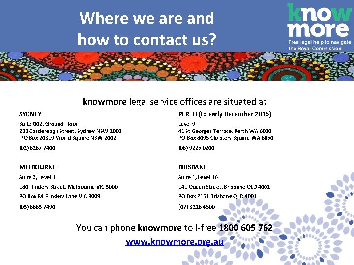 Where we are and how to contact us? knowmore legal service offices are situated