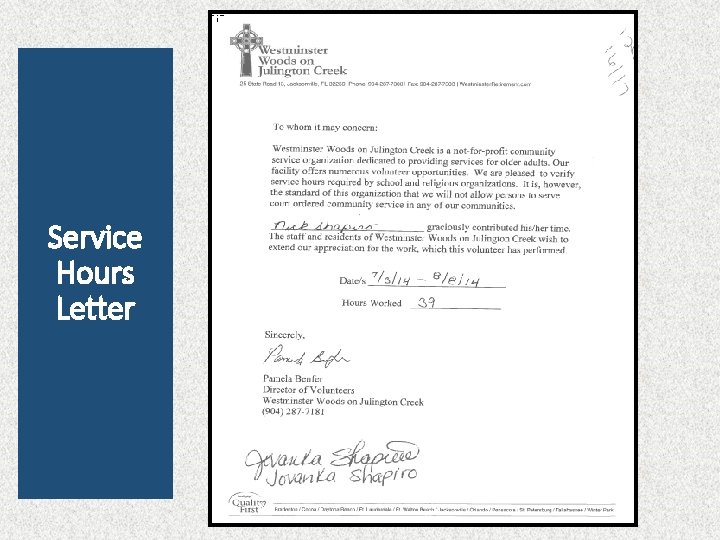 Service Hours Letter 