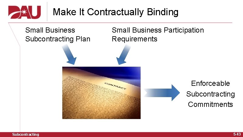 Make It Contractually Binding Small Business Subcontracting Plan Small Business Participation Requirements Enforceable Subcontracting