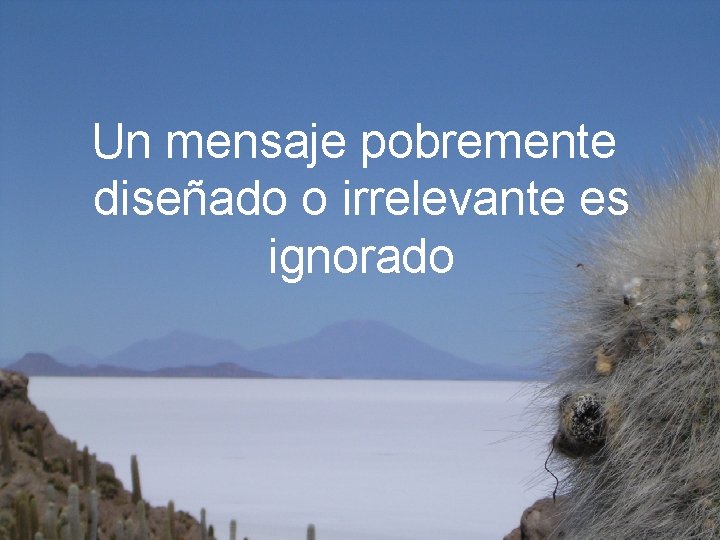 Un mensaje pobremente diseñado o irrelevante es ignorado 