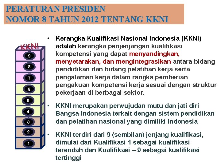 PERATURAN PRESIDEN NOMOR 8 TAHUN 2012 TENTANG KKNI 9 8 7 6 5 4