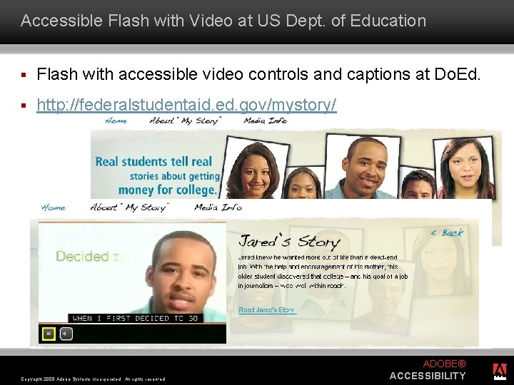 Accessible Flash with Video at US Dept. of Education § Flash with accessible video