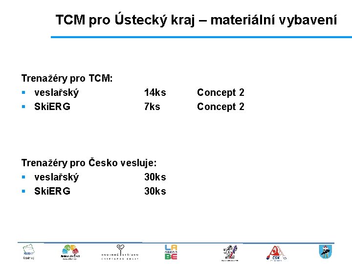 TCM pro Ústecký kraj – materiální vybavení Trenažéry pro TCM: § veslařský § Ski.