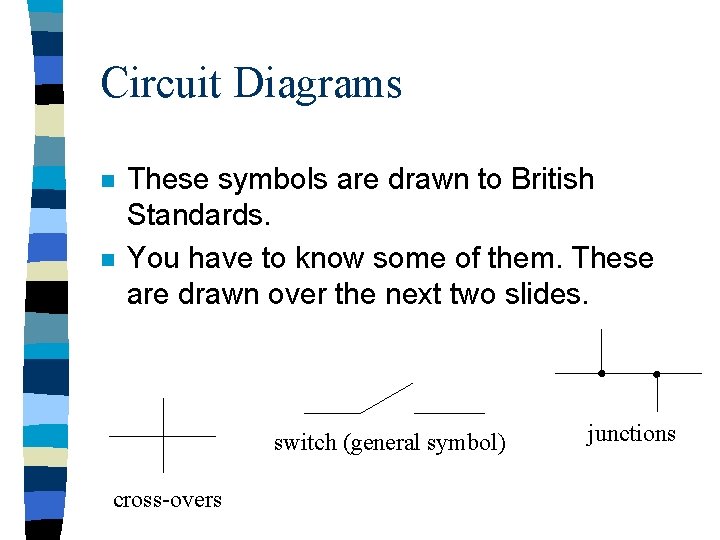 Circuit Diagrams n n These symbols are drawn to British Standards. You have to