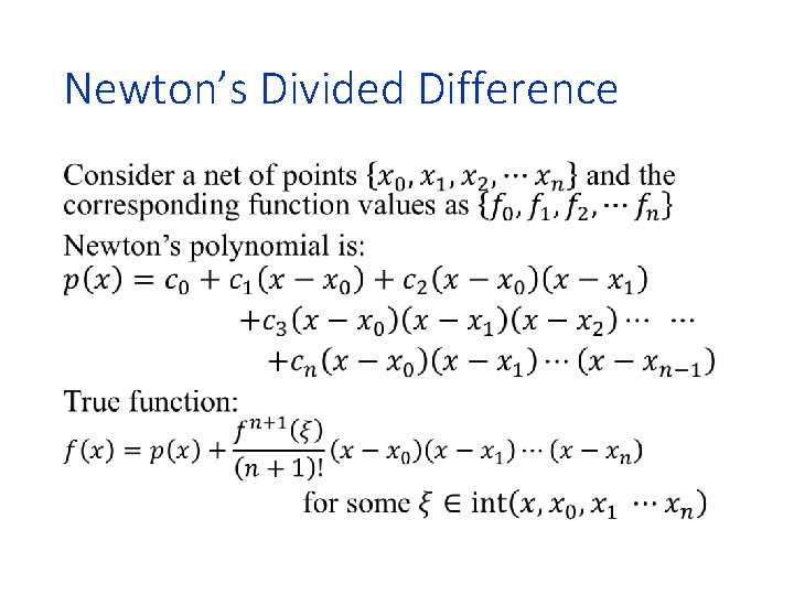 Newton’s Divided Difference • 