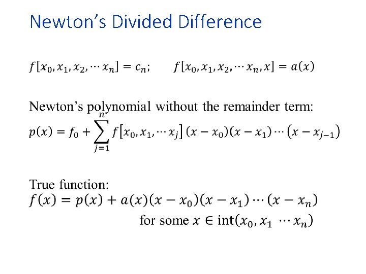Newton’s Divided Difference • 