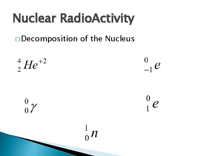Nuclear Radio. Activity � Decomposition of the Nucleus 