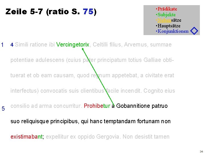 Zeile 5 -7 (ratio S. 75) 1 • Prädikate • Subjekte • Nebensätze •