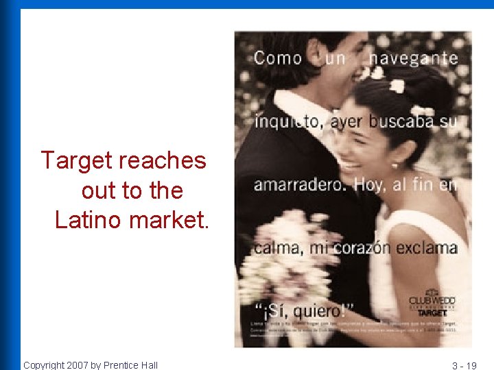 Target reaches out to the Latino market. Copyright 2007 by Prentice Hall 3 -