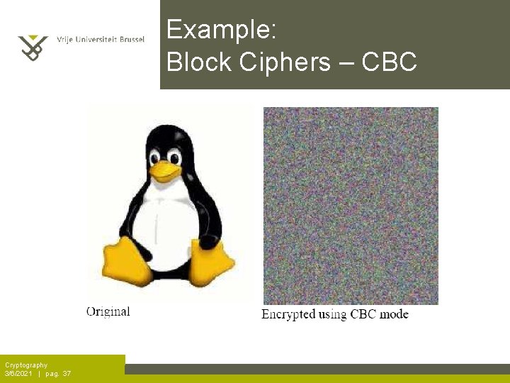 Example: Block Ciphers – CBC Cryptography 3/6/2021 | pag. 37 