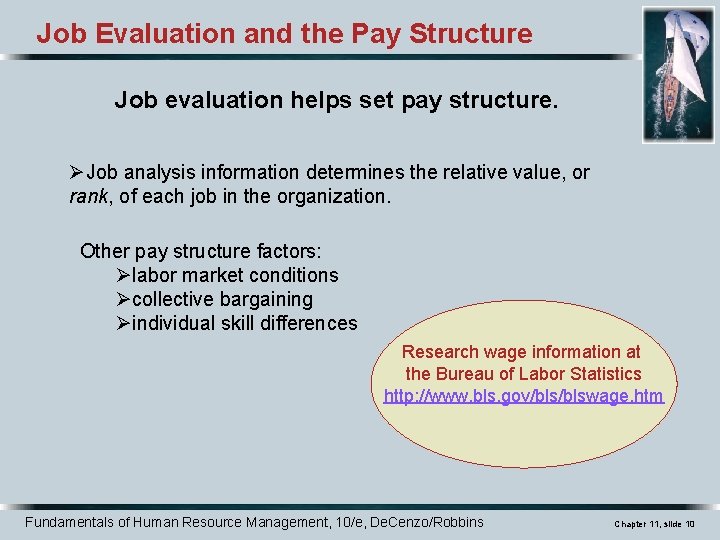 Job Evaluation and the Pay Structure Job evaluation helps set pay structure. ØJob analysis