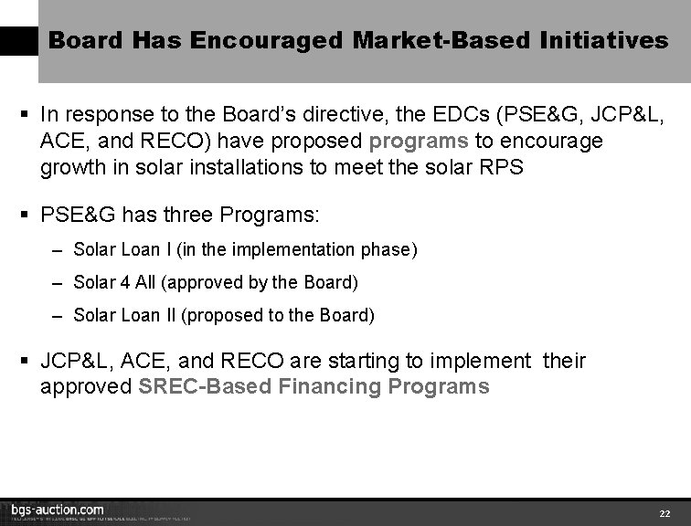 Board Has Encouraged Market-Based Initiatives § In response to the Board’s directive, the EDCs