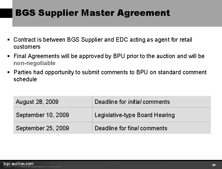 BGS Supplier Master Agreement § Contract is between BGS Supplier and EDC acting as