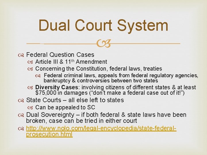 Dual Court System Federal Question Cases Article III & 11 th Amendment Concerning the