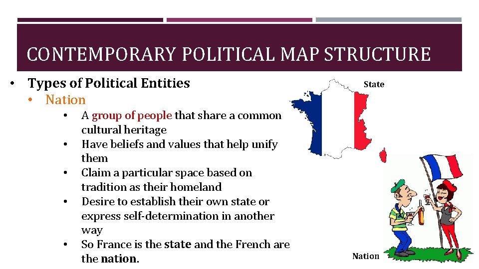 CONTEMPORARY POLITICAL MAP STRUCTURE • Types of Political Entities • Nation • • •